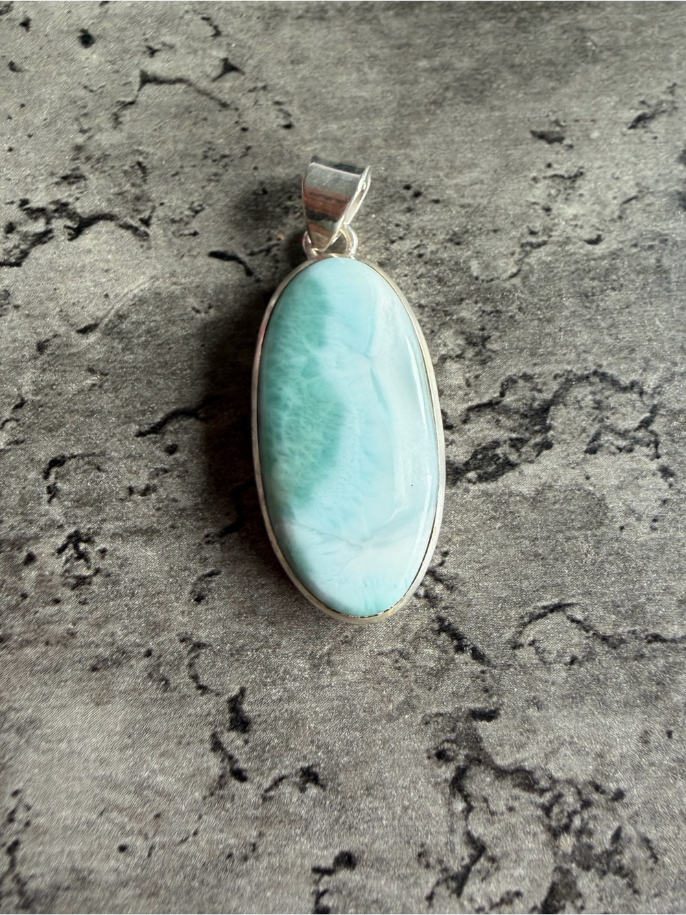 Sterling Silver Larimar Oval Pendant